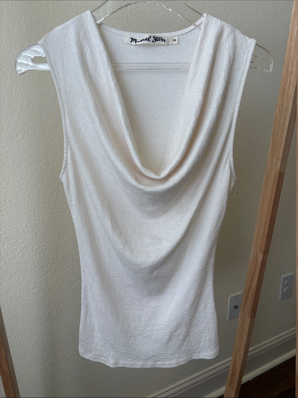 Michael Stars Ivory Draped Cowl Neck Sleeveless Camisole